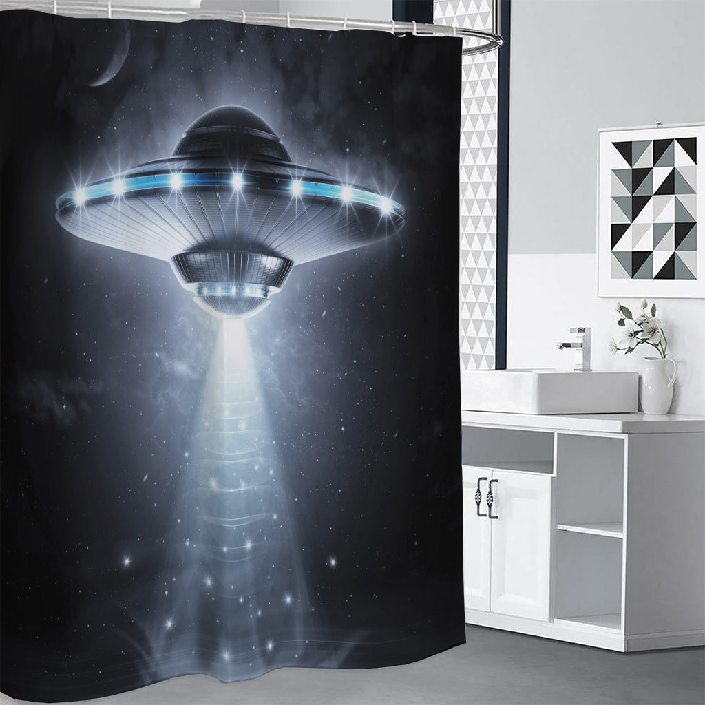 Dark Night UFO Print Premium Shower Curtain