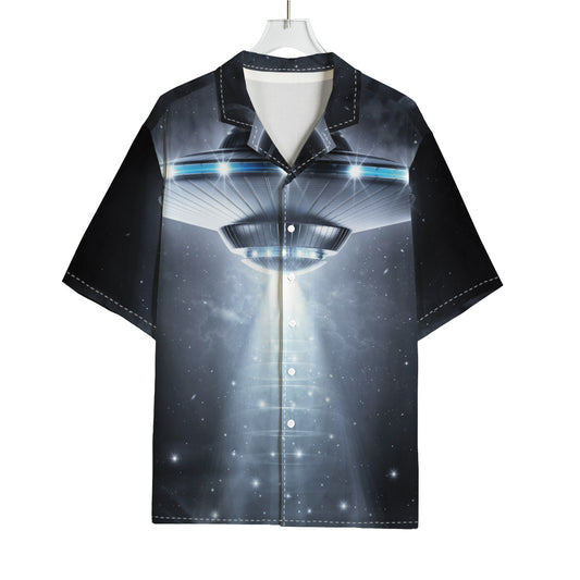 Dark Night UFO Print Rayon Hawaiian Shirt