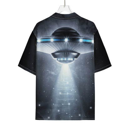 Dark Night UFO Print Rayon Hawaiian Shirt