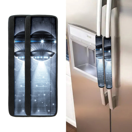 Dark Night UFO Print Refrigerator Handle Covers