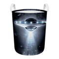 Dark Night UFO Print Round Laundry Basket