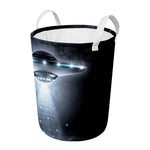 Dark Night UFO Print Round Laundry Basket