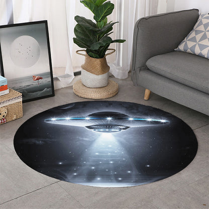 Dark Night UFO Print Round Rug