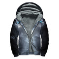 Dark Night UFO Print Sherpa Lined Zip Up Hoodie