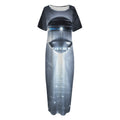 Dark Night UFO Print Short Sleeve Long Nightdress