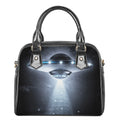 Dark Night UFO Print Shoulder Handbag
