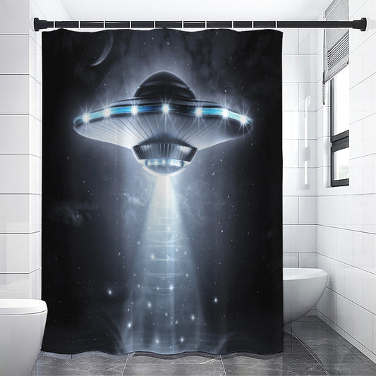 Dark Night UFO Print Shower Curtain