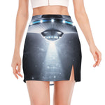Dark Night UFO Print Side Slit Mini Skirt
