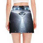 Dark Night UFO Print Side Slit Mini Skirt