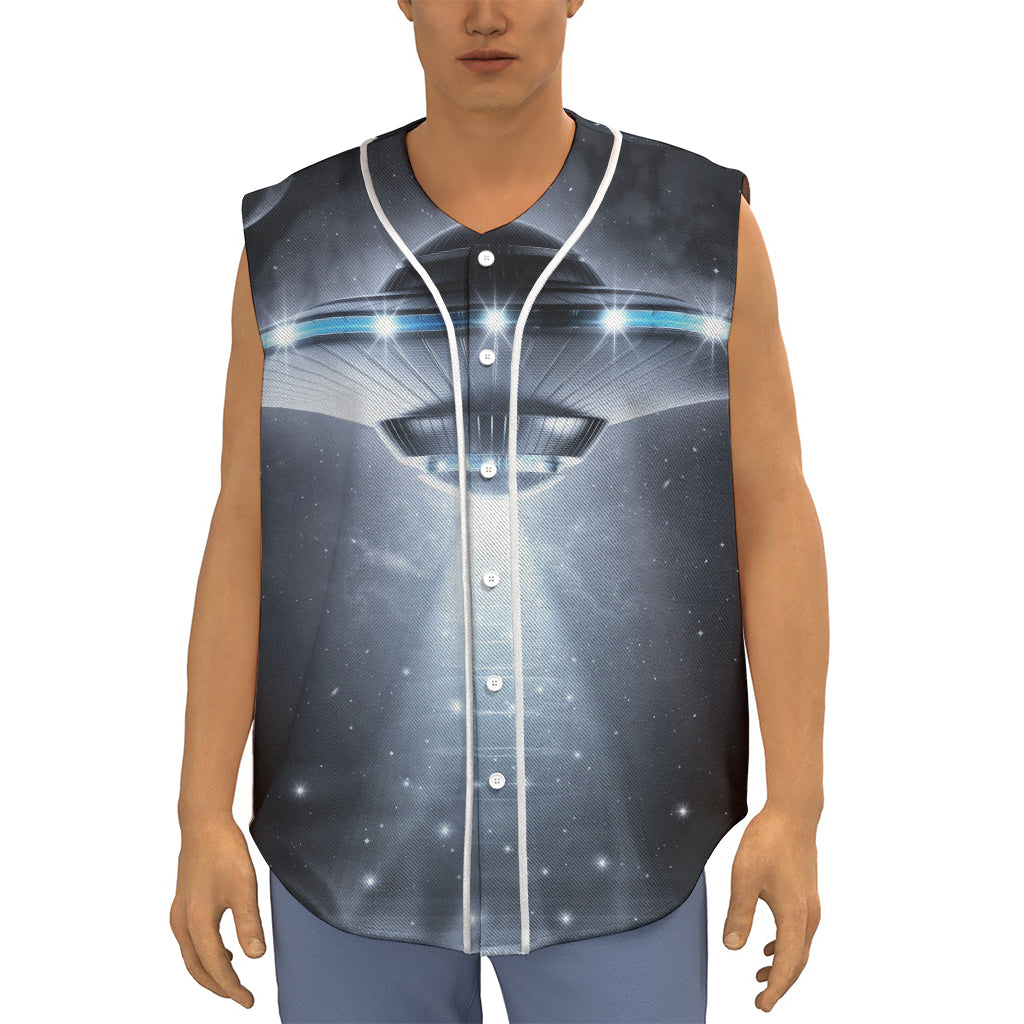 Dark Night UFO Print Sleeveless Baseball Jersey