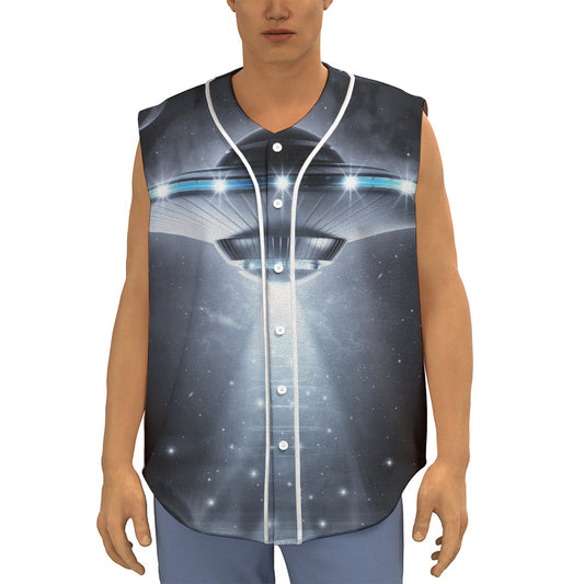 Dark Night UFO Print Sleeveless Baseball Jersey