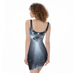 Dark Night UFO Print Sleeveless Bodycon Dress