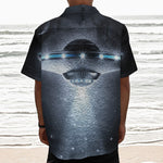 Dark Night UFO Print Textured Short Sleeve Shirt