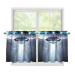 Dark Night UFO Print Tier Curtains