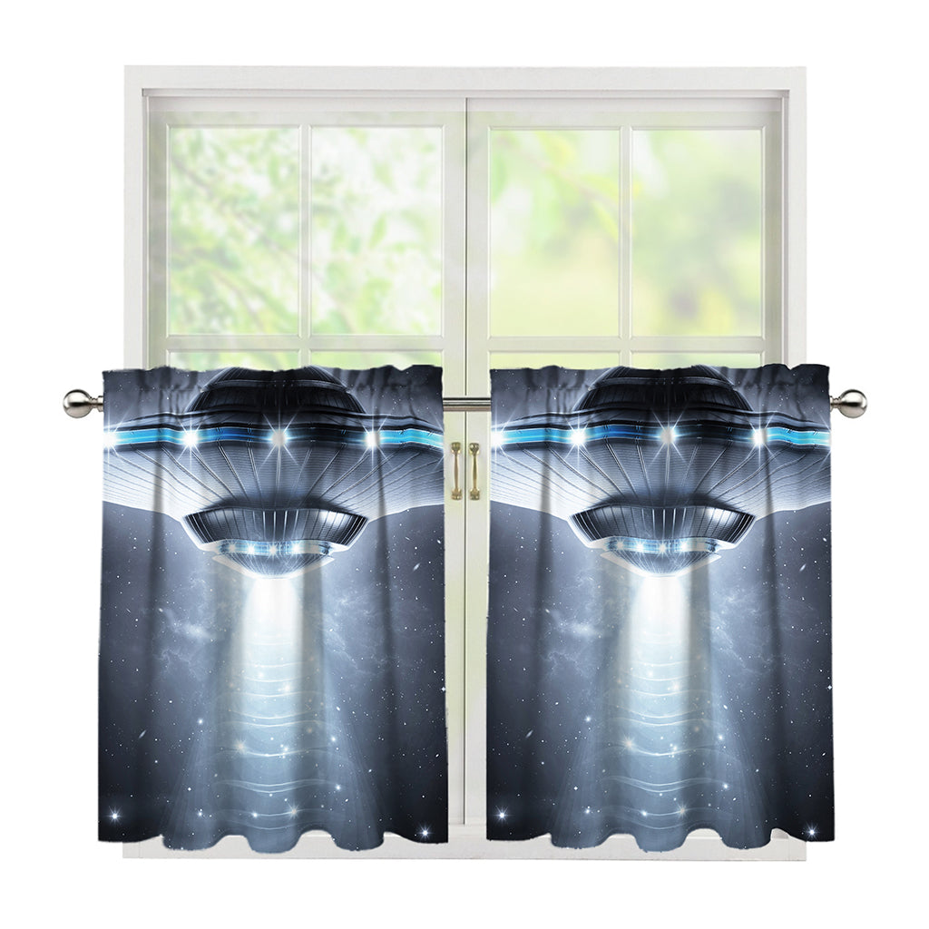 Dark Night UFO Print Tier Curtains