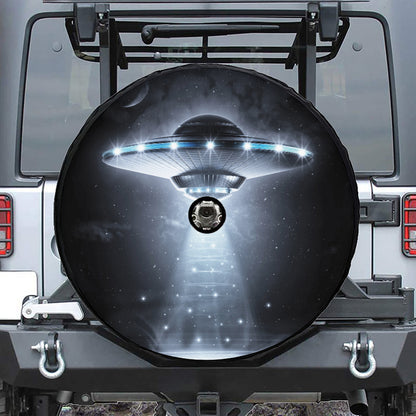 Dark Night UFO Print Tire Cover With Camera Hole