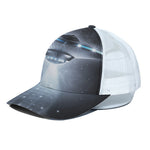 Dark Night UFO Print White Mesh Trucker Cap