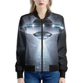 Dark Night UFO Print Women's Bomber Jacket