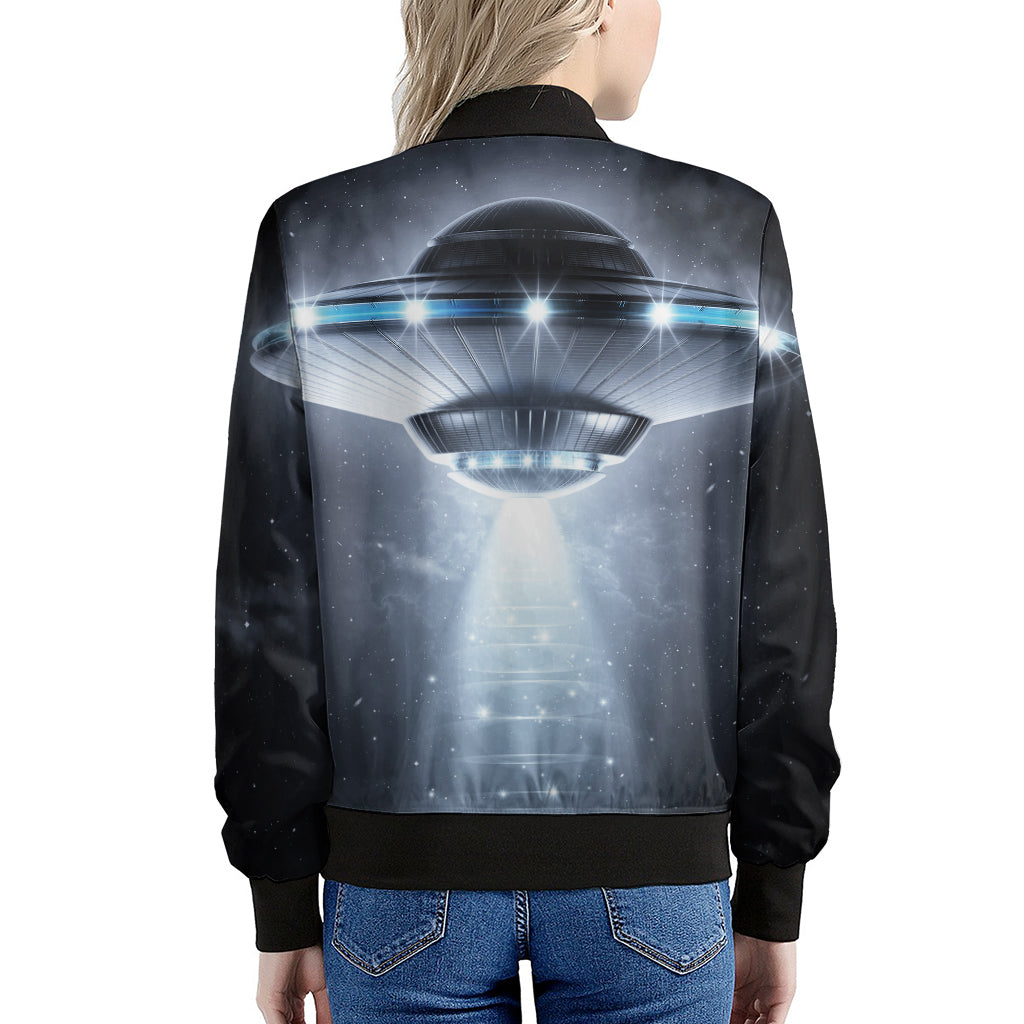 Dark Night UFO Print Women's Bomber Jacket