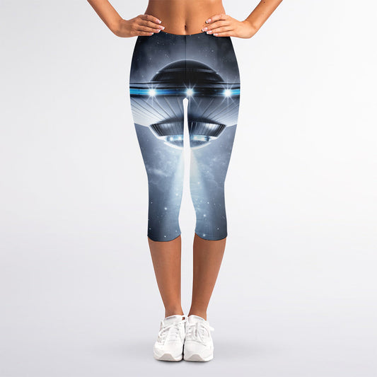 Dark Night UFO Print Women's Capri Leggings