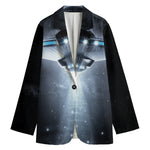 Dark Night UFO Print Women's Cotton Blazer
