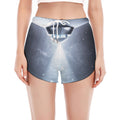 Dark Night UFO Print Women's Split Running Shorts