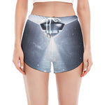 Dark Night UFO Print Women's Split Running Shorts