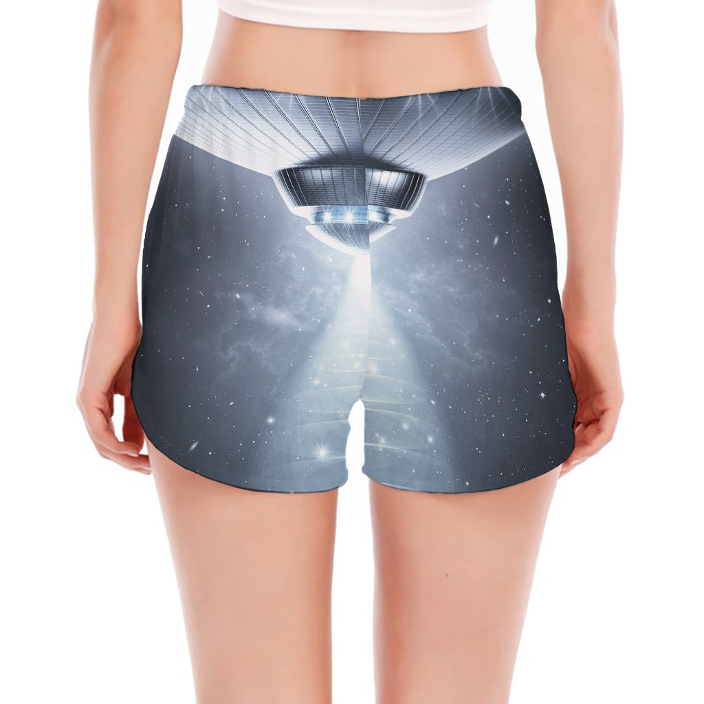 Dark Night UFO Print Women's Split Running Shorts