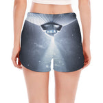 Dark Night UFO Print Women's Split Running Shorts
