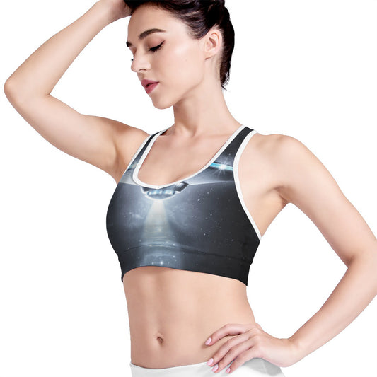 Dark Night UFO Print Women's Sports Bra