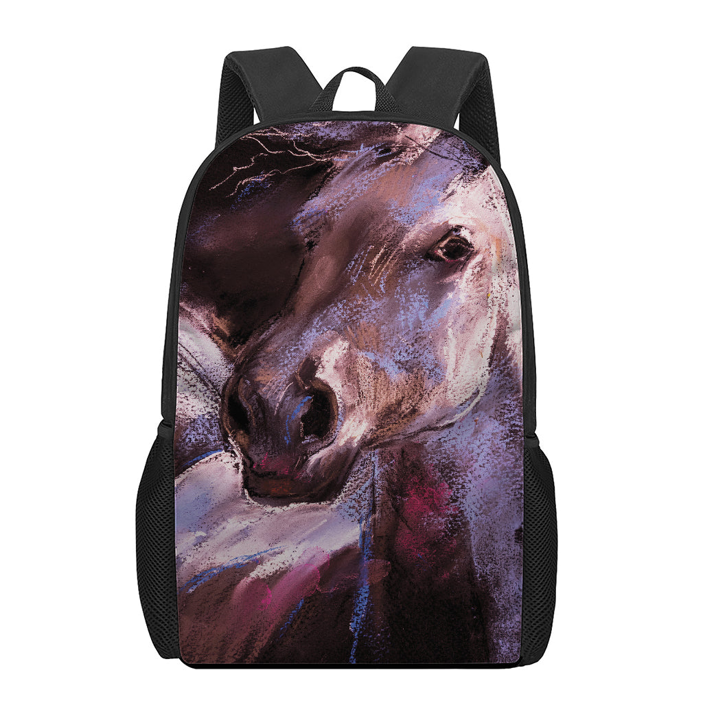 Dark Pink Horse Painting Print 17 Inch Backpack