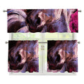 Dark Pink Horse Painting Print 3 Piece Kitchen Curtains
