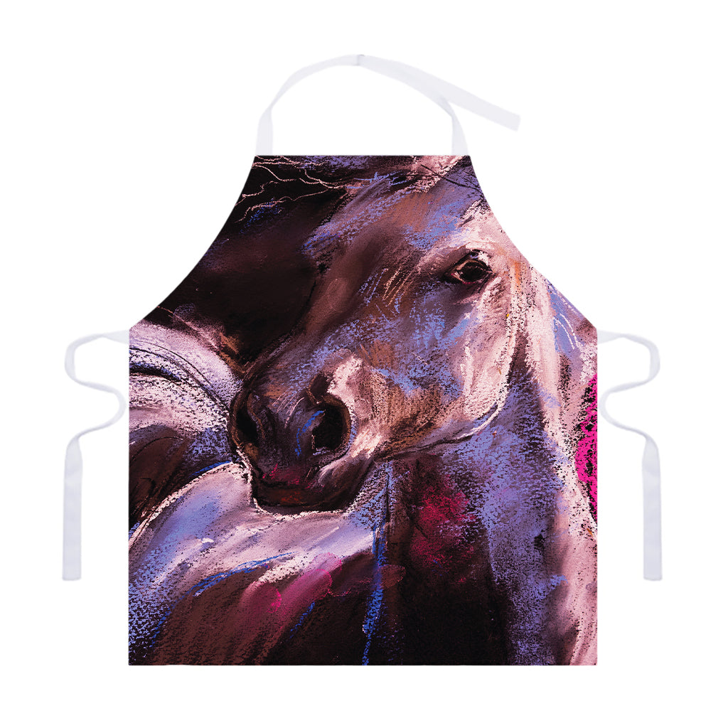 Dark Pink Horse Painting Print Adjustable Apron