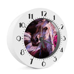 Dark Pink Horse Painting Print Alarm Clock