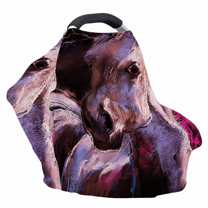 Dark Pink Horse Painting Print Baby Seat Cover