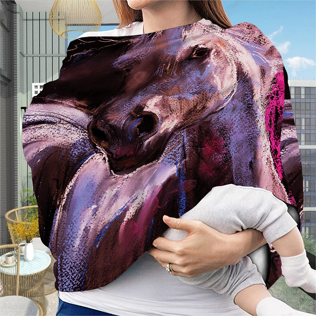 Dark Pink Horse Painting Print Baby Seat Cover