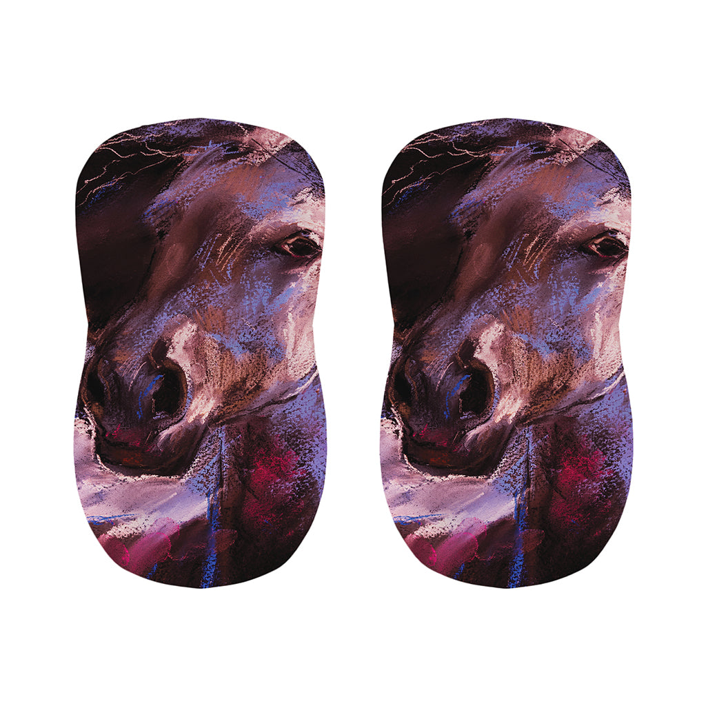 Dark Pink Horse Painting Print Bar Stool Covers