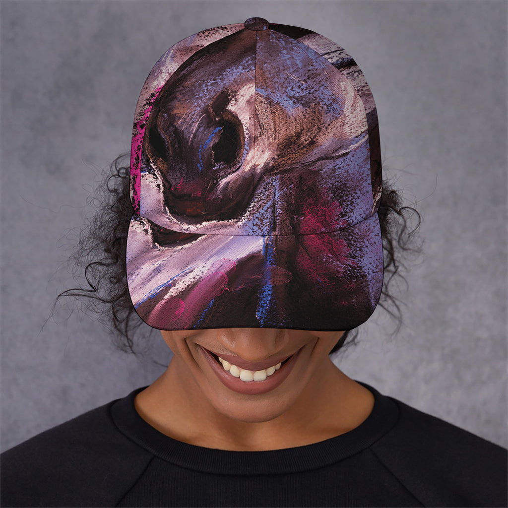Dark Pink Horse Painting Print Baseball Cap