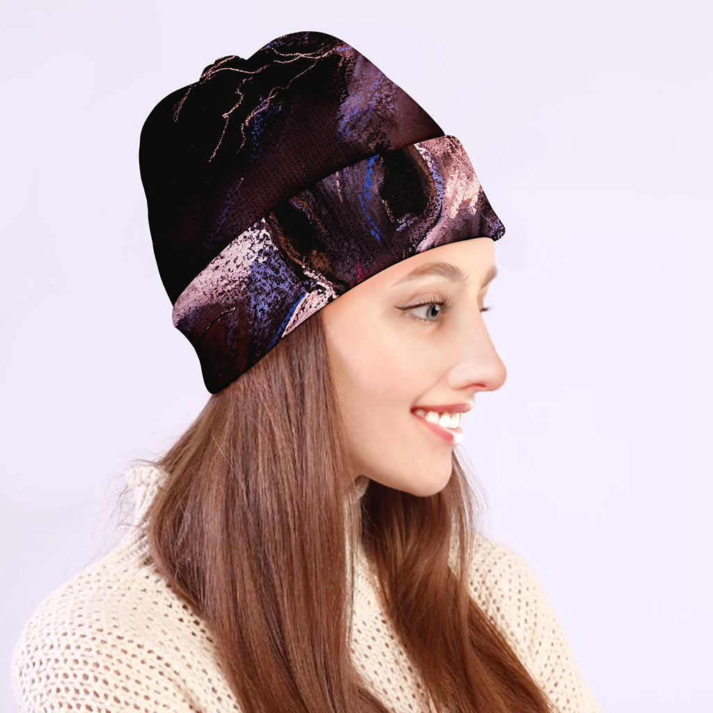 Dark Pink Horse Painting Print Beanie