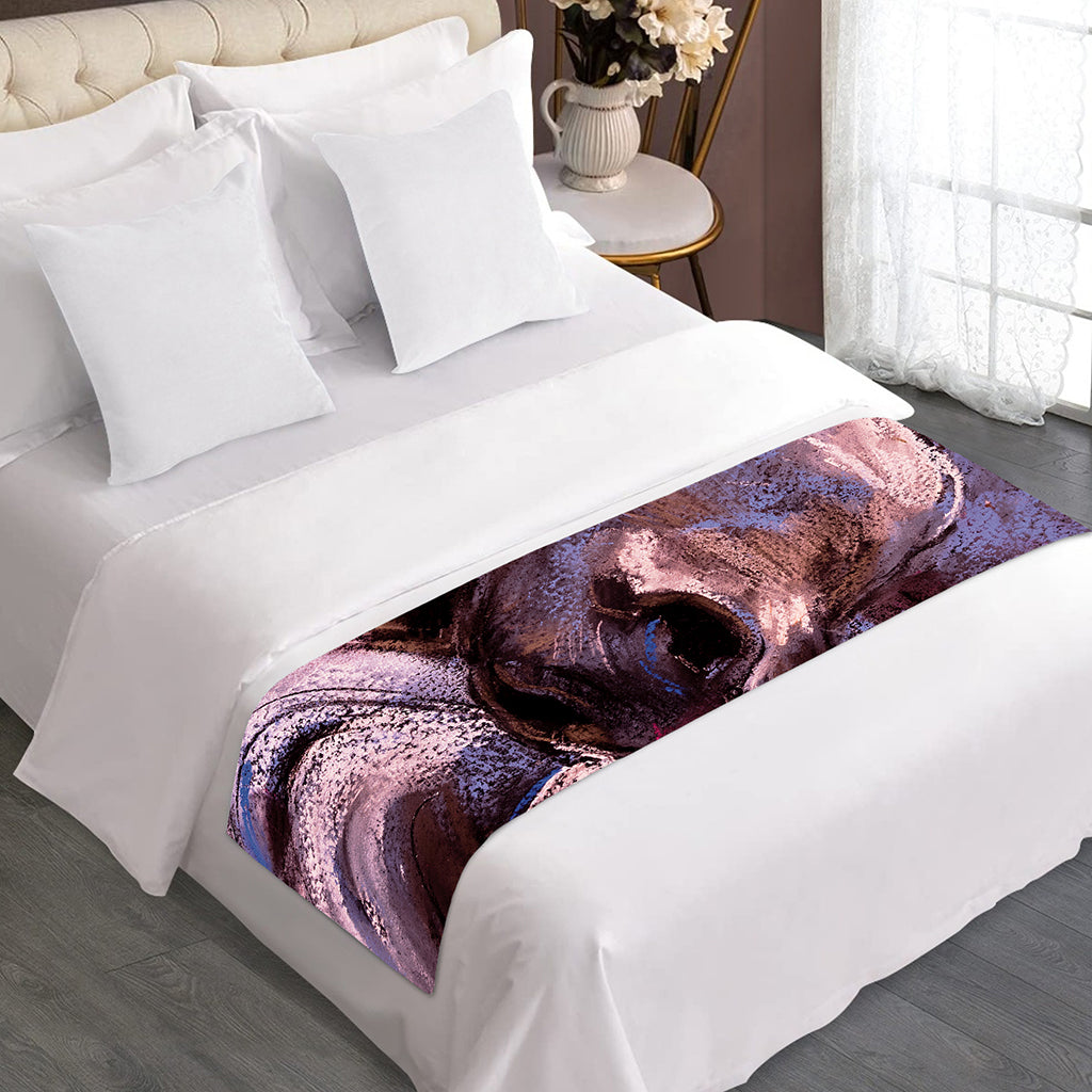 Dark Pink Horse Painting Print Bed Runner