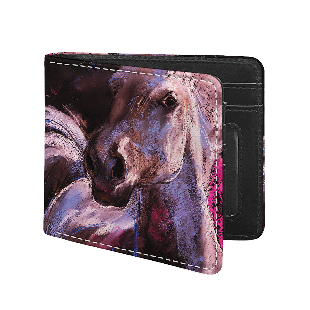 Dark Pink Horse Painting Print Bifold Wallet