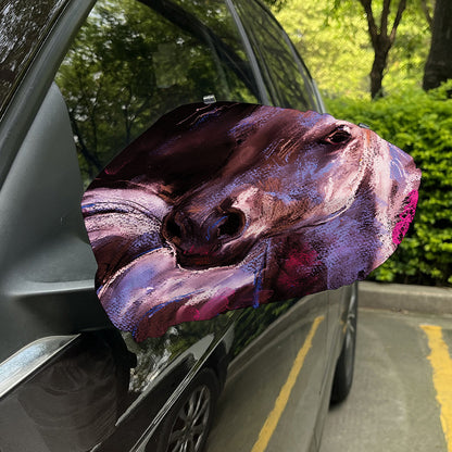 Dark Pink Horse Painting Print Car Side Mirror Covers