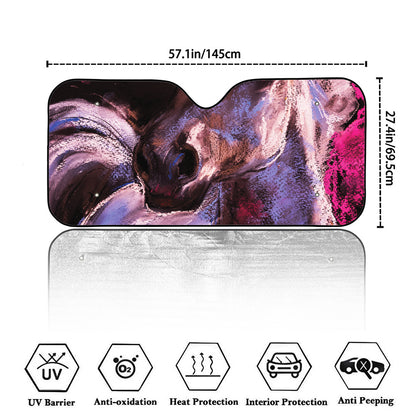 Dark Pink Horse Painting Print Car Windshield Sun Shade
