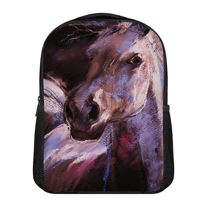 Dark Pink Horse Painting Print Casual Backpack