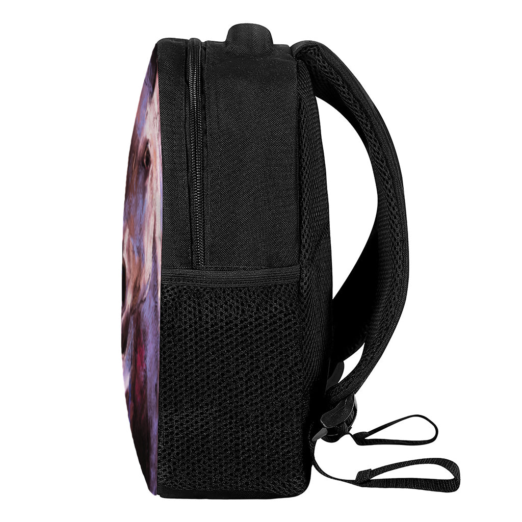 Dark Pink Horse Painting Print Casual Backpack
