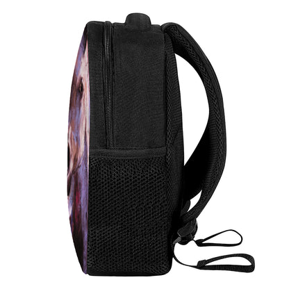 Dark Pink Horse Painting Print Casual Backpack
