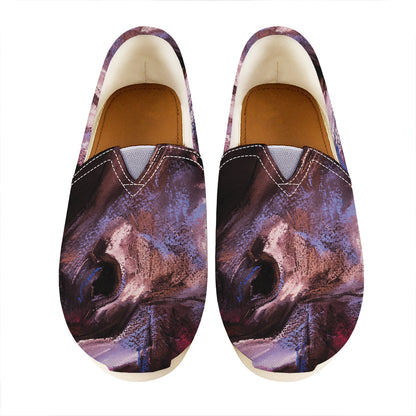 Dark Pink Horse Painting Print Casual Shoes