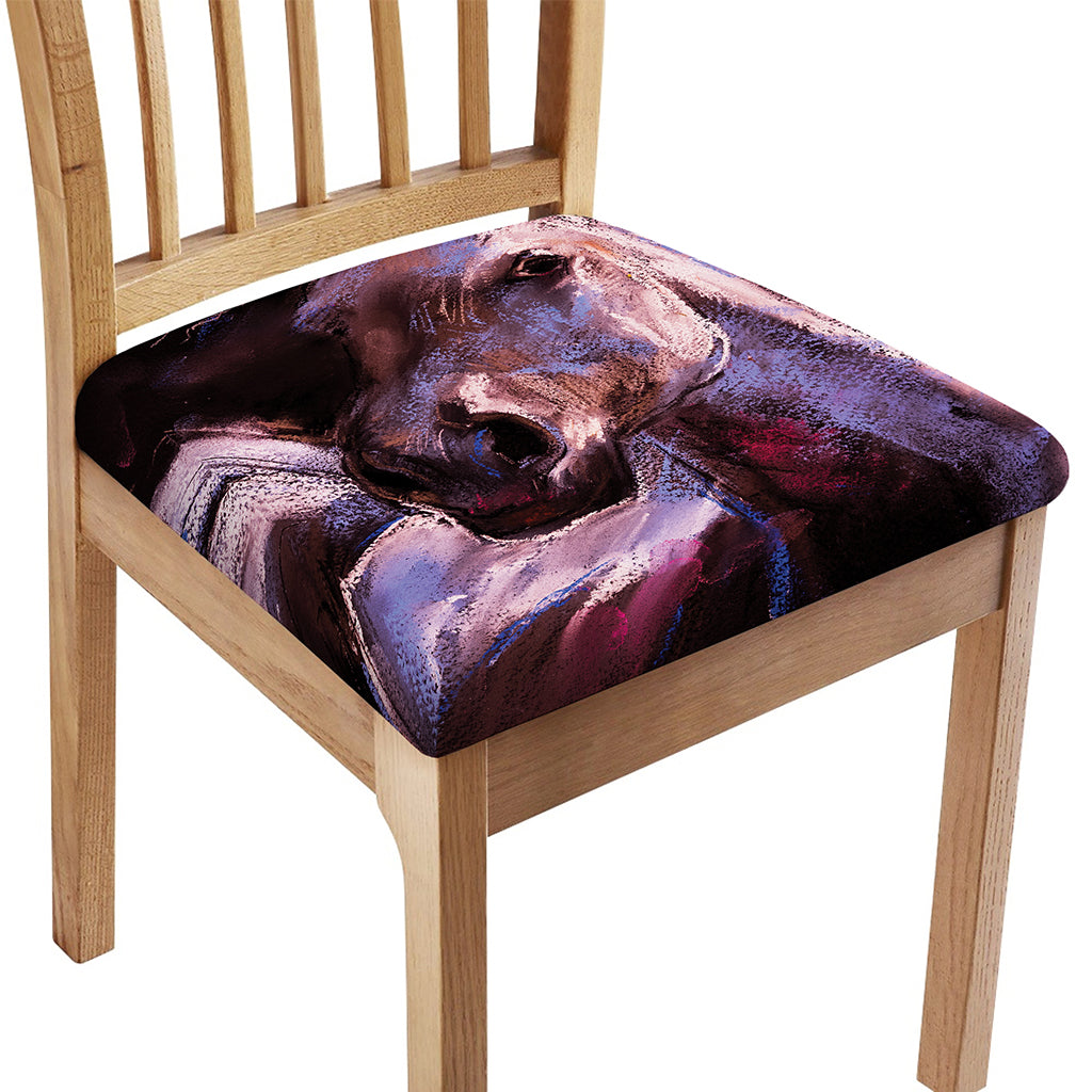 Dark Pink Horse Painting Print Chair Cushion Cover