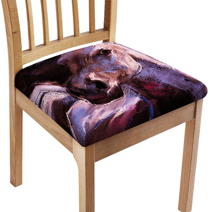 Dark Pink Horse Painting Print Chair Cushion Cover