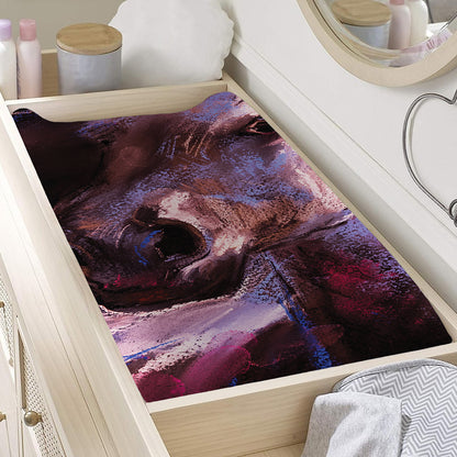 Dark Pink Horse Painting Print Changing Pad Cover